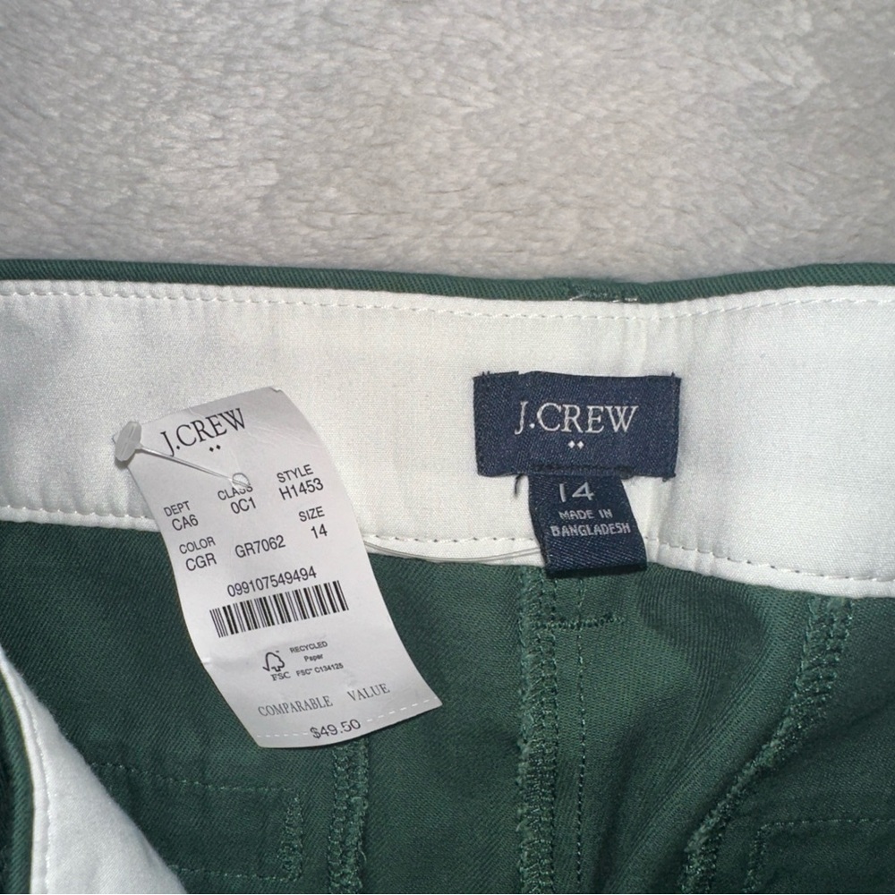 J. Crew Mercantile Forest Floor Green 5” Classic Chino Shorts NWT Size 14 - Picture 5 of 10